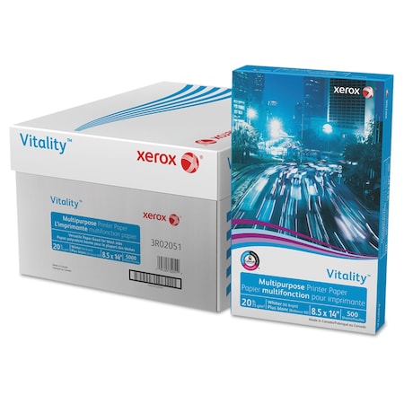 Xerox Vitality Multipurpose Print Paper, 92 Bright, 20 lb, 8.5 x 14, White, PK5000 PK 3R02051CT